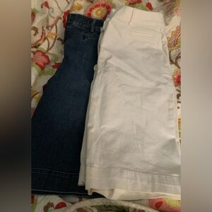 Talbots Sz 6 Bermuda Shorts 
Two Pair! One white khaki and one jean.